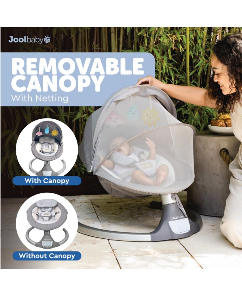 Nova Swing for Newborns - Electric Motorized Infant Swing, Bluetooth Music, 10 Preset Melodies, Remote (Updated Model, Gray)