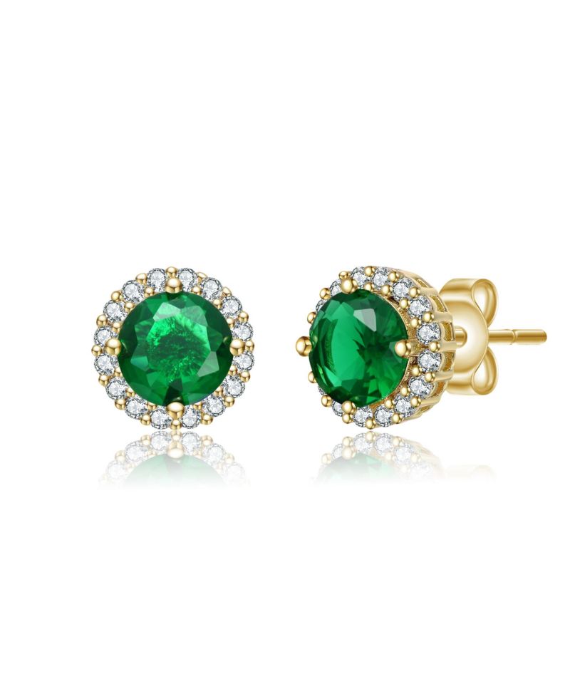 Elegant Dazzling 10MM Round Cubic Zirconia Halo Stud Earrings