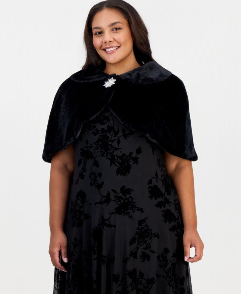 Women's Plus Size Peter Pan Collar Polyester Faux Fur Cropped Bolero