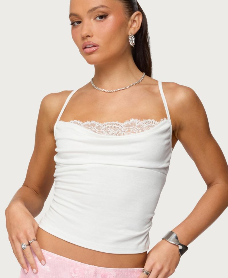 Women's Bobbie Layered Lace Cowl Neck Top