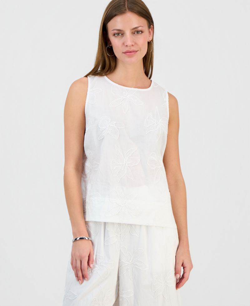 Petite Jacquard Sleeveless Blouse