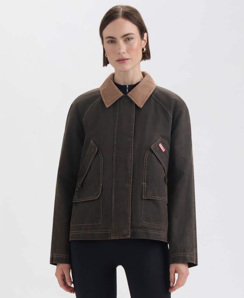 Women's Short Faux Fur-Lined Waxed Jacket