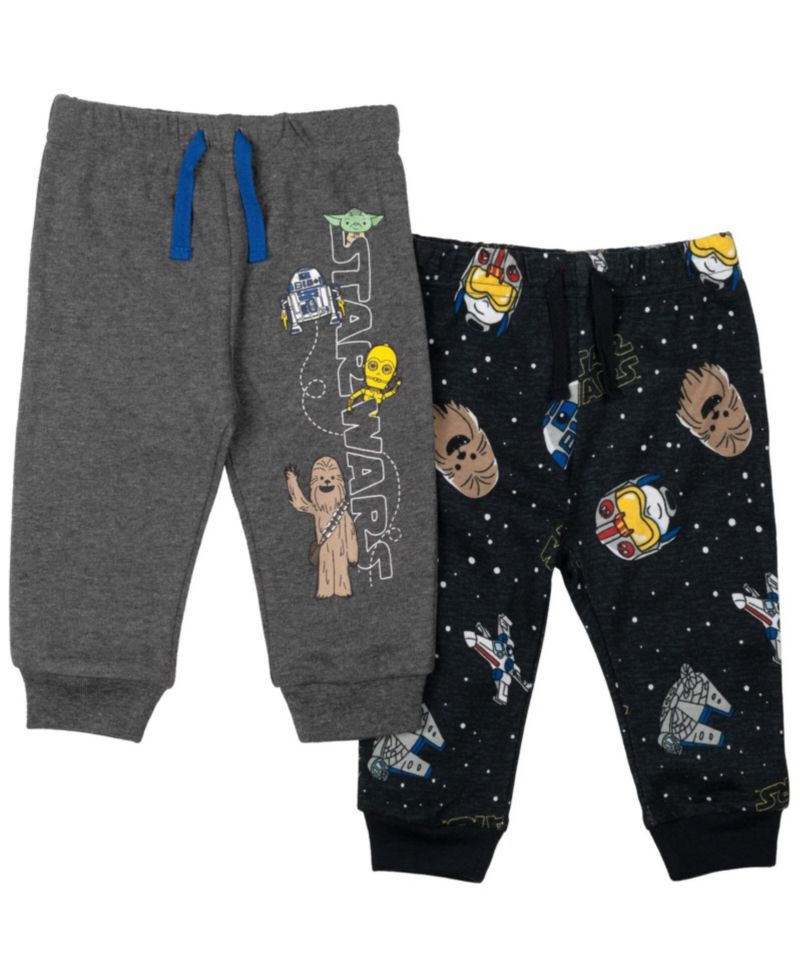 Baby Boys Darth Vader Stormtrooper C-3PO Chewbacca R2-D2 Yoda 2 Pack Jogger Pants Newborn to