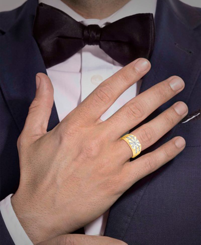 Men's Lab Grown Diamond Ring (1 ct. t.w.) in Gold Vermeil over Sterling Silver