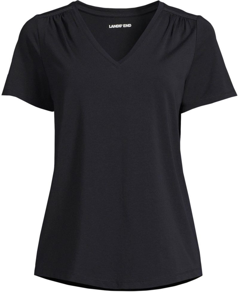 Women's Short Sleeve Lightweight Jersey Gathered Shoulder T-Shirt