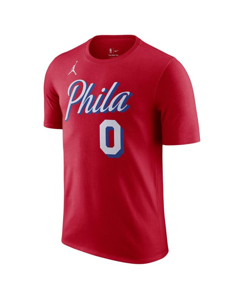 Men's Tyrese Maxey Red Philadelphia 76ers 2022/23 Statement Edition Name and Number T-shirt