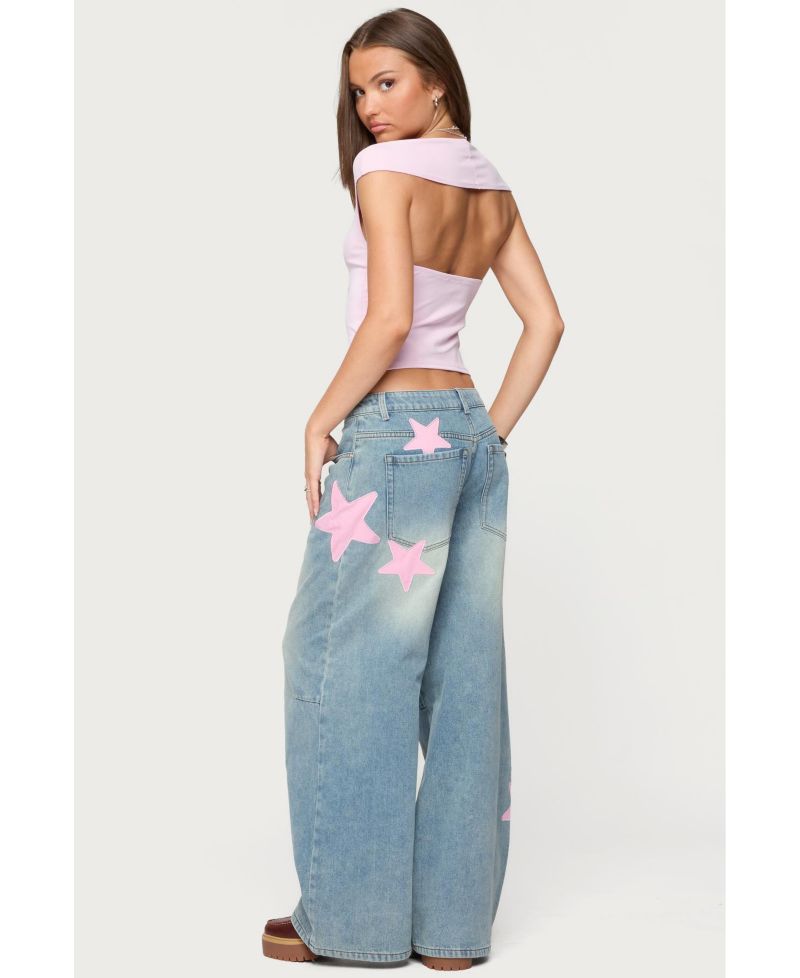 Женские джинсы с низкой посадкой Trish Satin Effect Stars