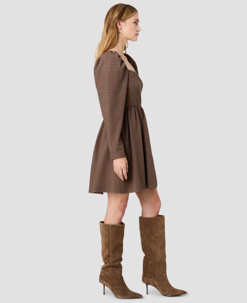 Women's Diana Square Neck Long-Sleeve Fit-and-Flare Mini Dress