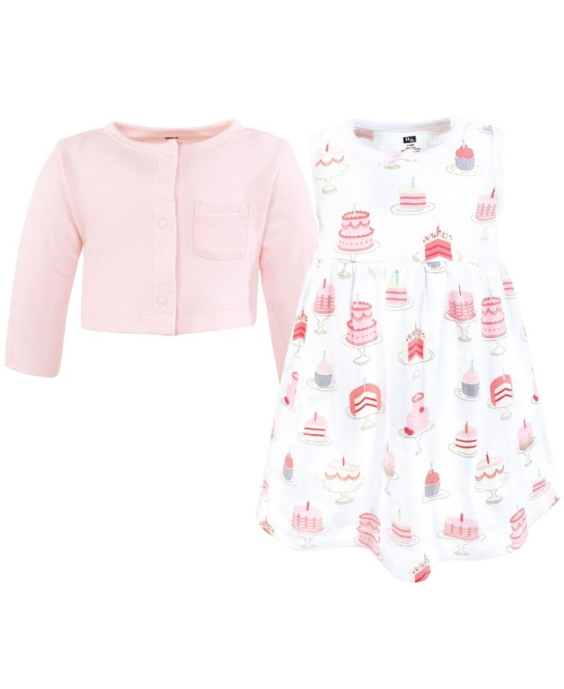 Baby Girls Hudson Lightweight Cotton Dress and Cardigan Set