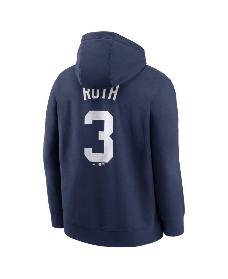 Men's Babe Ruth Navy New York Yankees Retired Player Name & Number Club Pullover Hoodie