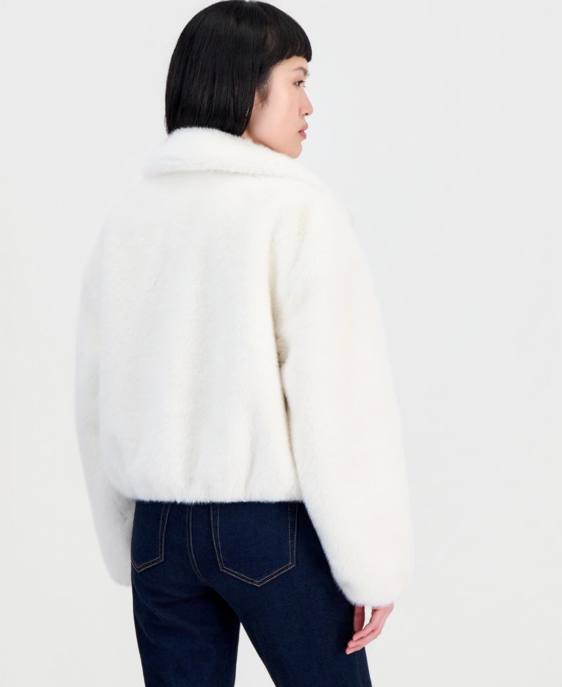 Women's Collared Faux-Fur Bomber Coat