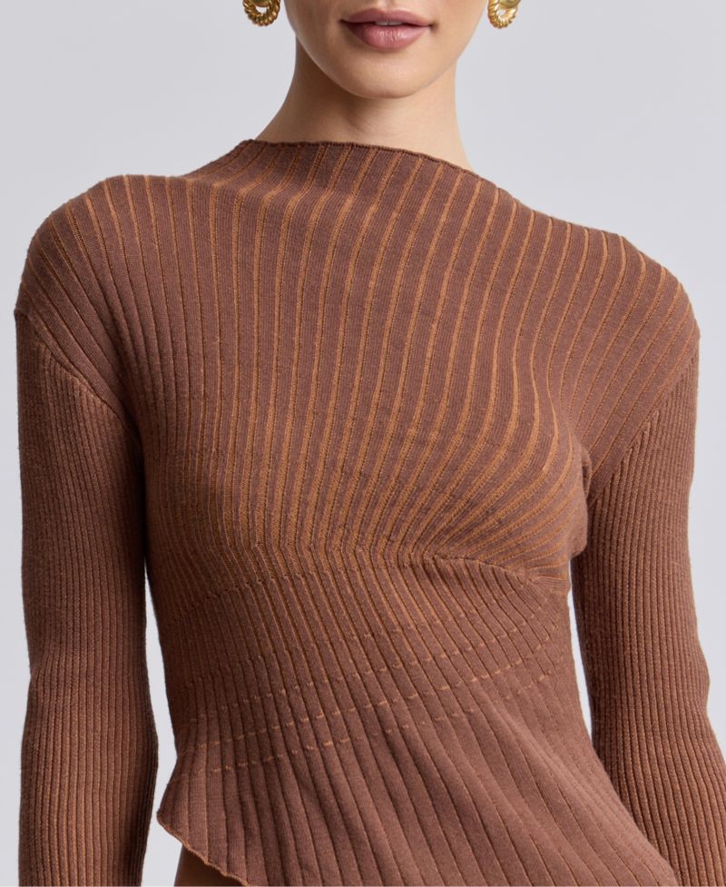 Women's Long-Sleeve Radial Rib Sweater