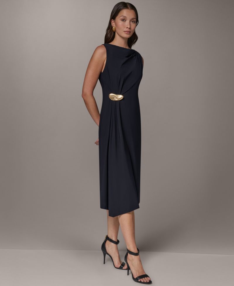 Women's Sleeveless Draped Sheath Dress