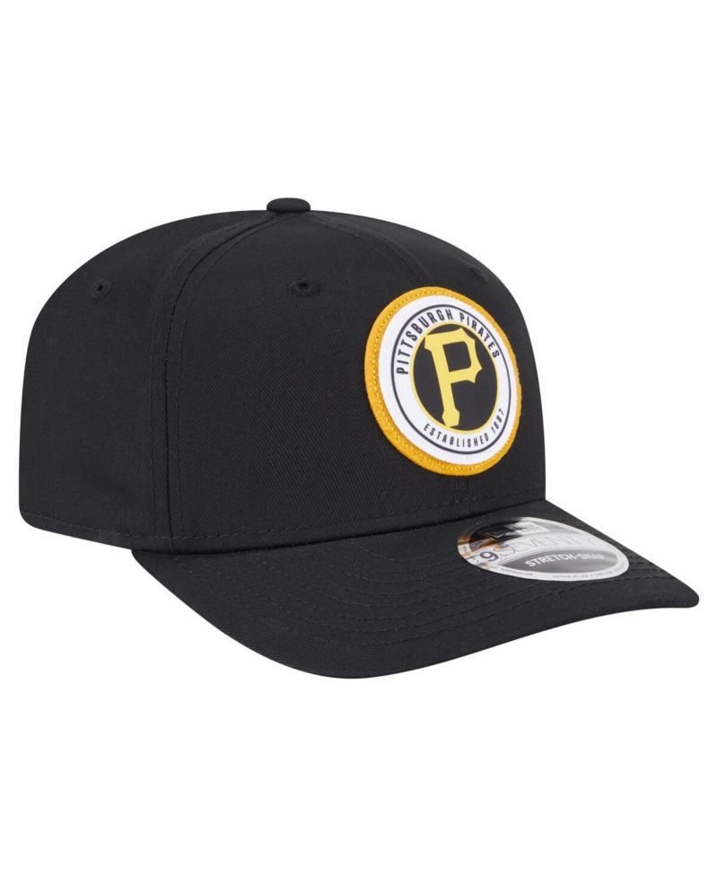 Men's Black Pittsburgh Pirates Circle Patch 9SEVENTY Stretch snap Hat