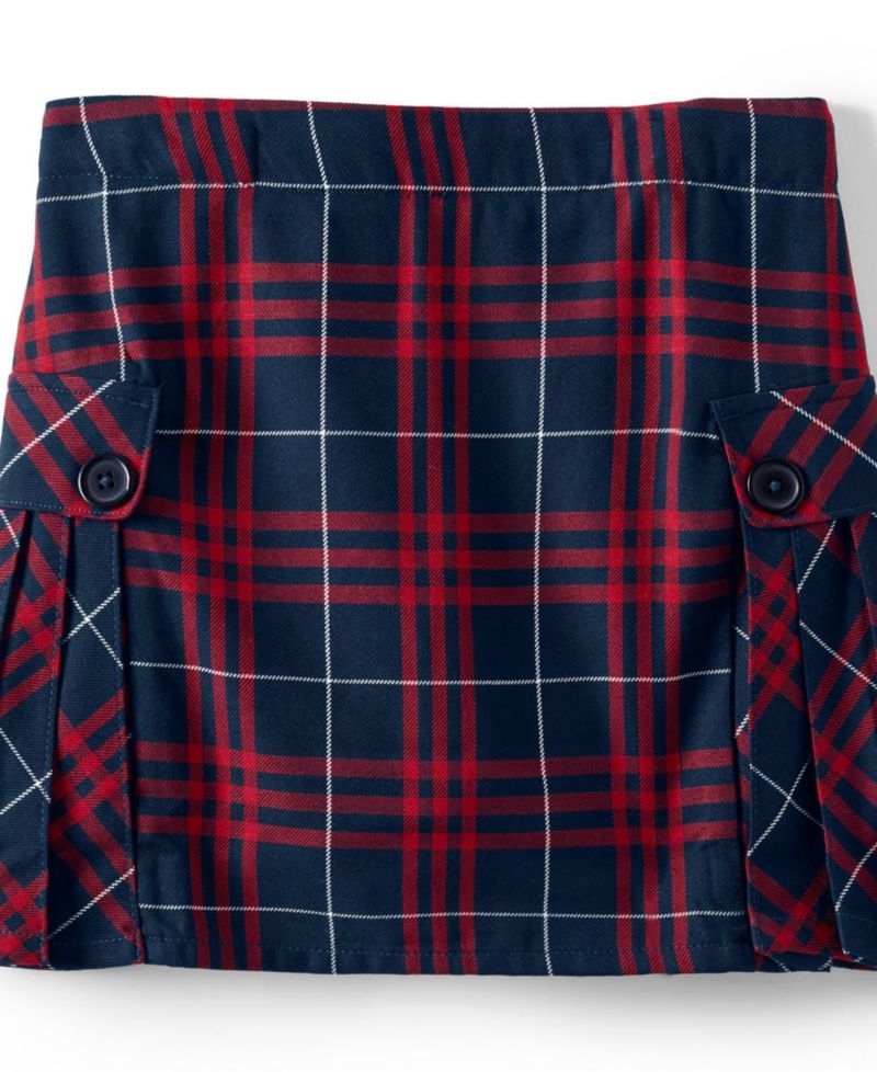 Big Girls Side Pleat Plaid Skort Above the Knee