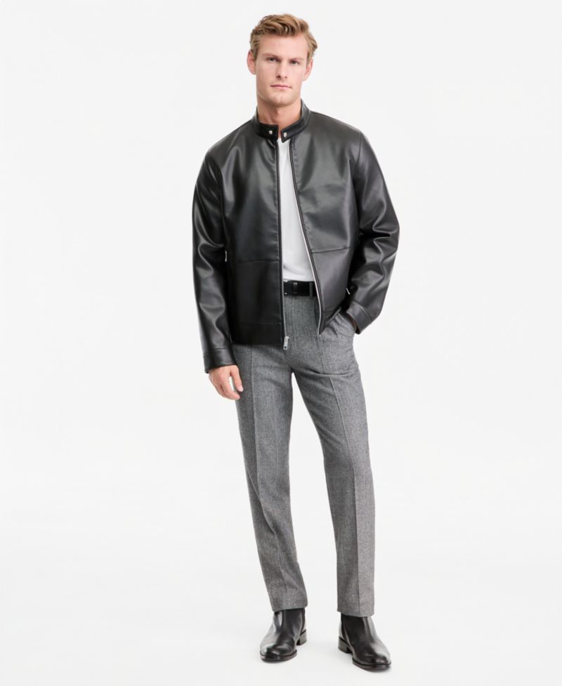 Men's Faux Leather Moto Jacket