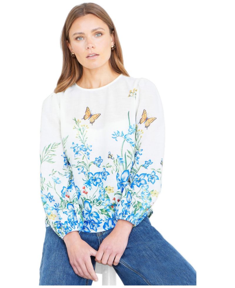 Women's Butterfly Print Long Sleeve Top