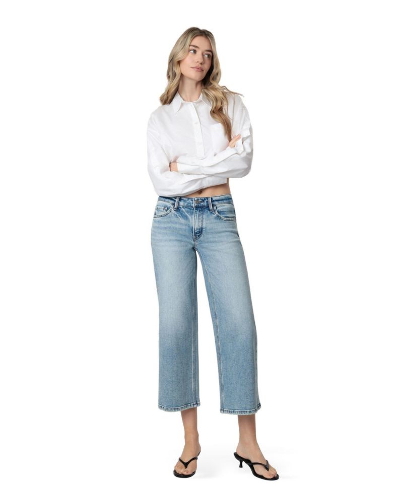 Women's Low Rise Tinted Crop Wide Leg Jeans