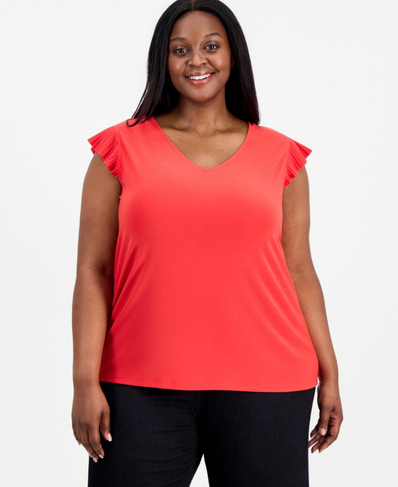 Petite Ruffled Sleeveless Top