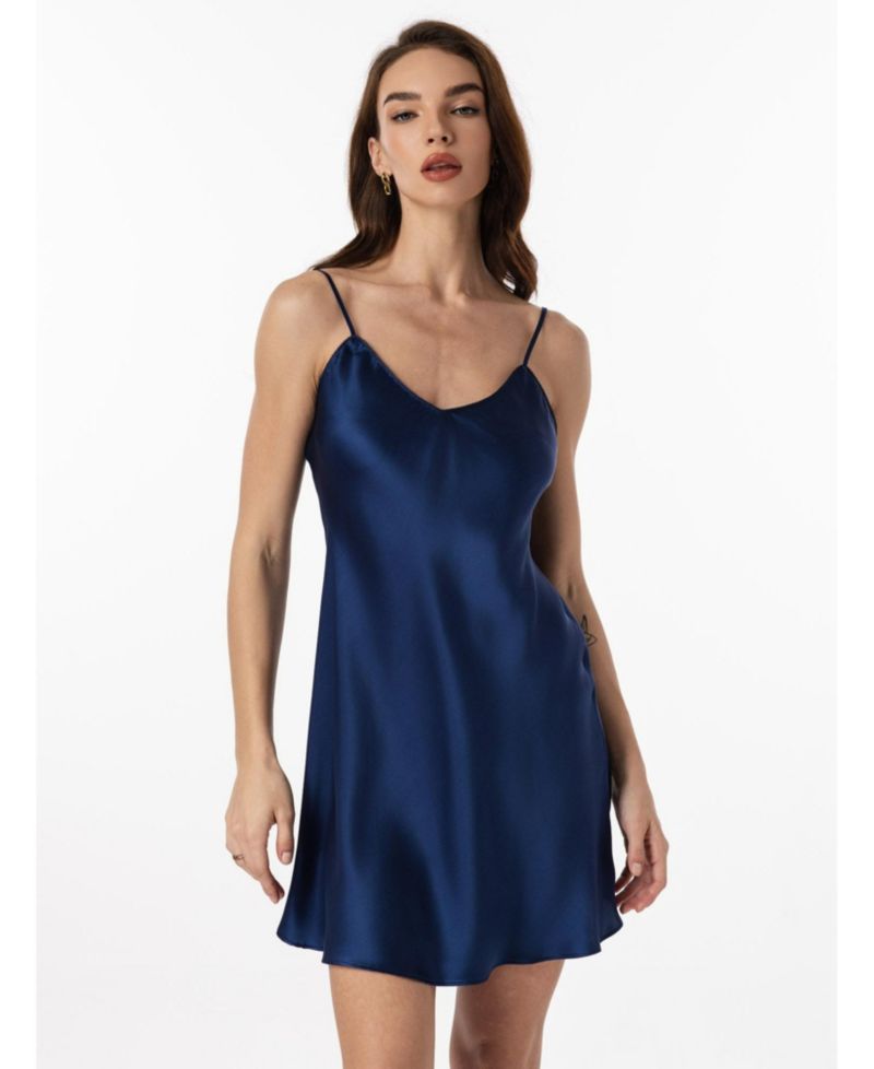 Women's Pure Silk Adjustable Spaghetti Strap Nightgown Slip Dress