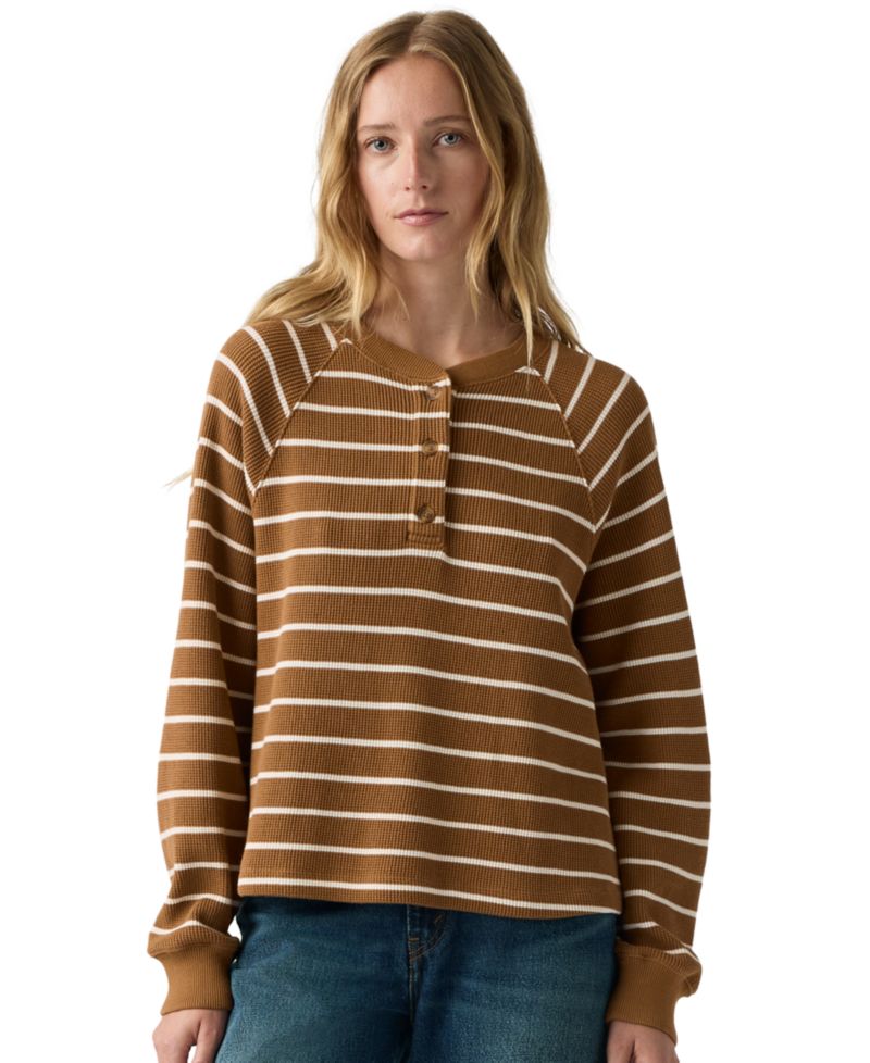 Plus Size Lassen Waffle-Knit Button-Up Henley