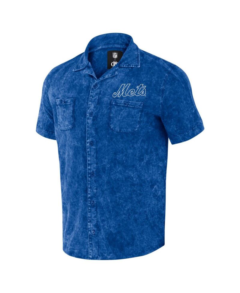 Men's Darius Rucker Collection by Royal Distressed New York Mets Denim Team Color Button-Up Shirt