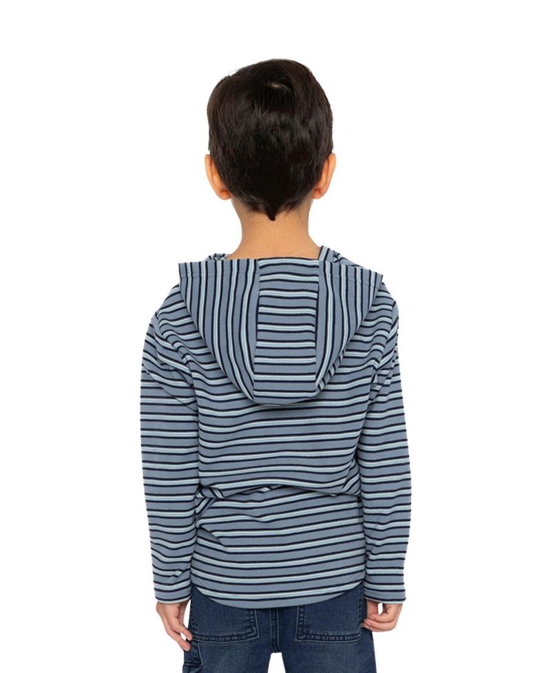Little and Big Boy 6-12 Striped Brushed Jersey Hooded T-Shirt