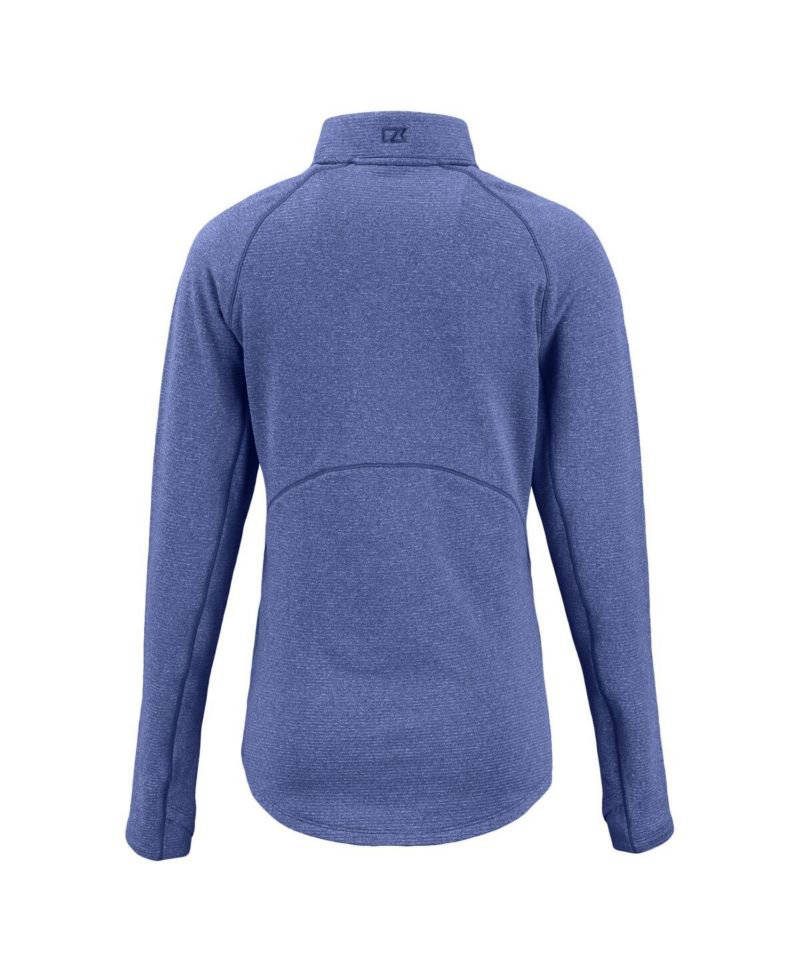 Women's Heather Royal New England Patriots Peshastin Eco Fleece Tri-Blend Raglan Half-Zip Jacket