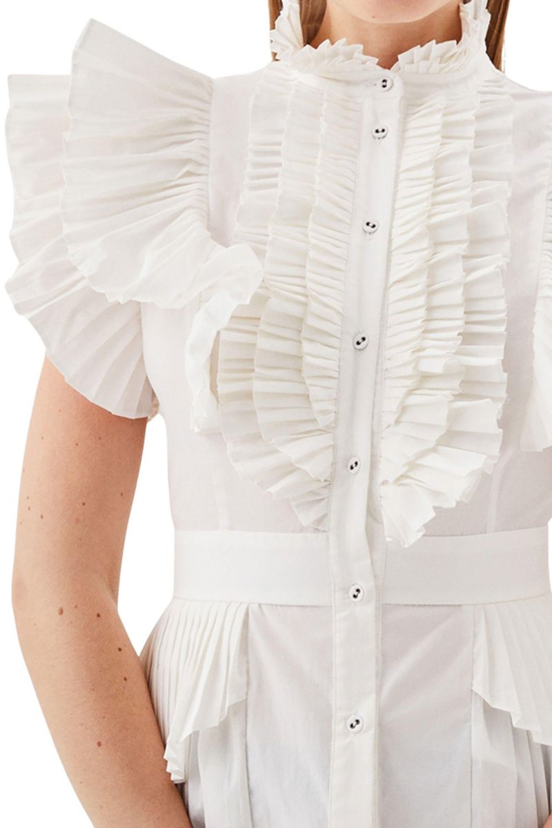 Women's Sleeveless Pleated Ruffle Blouse