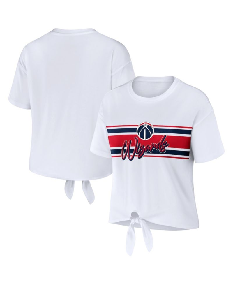 Women's White Washington Wizards Tie-Front T-Shirt