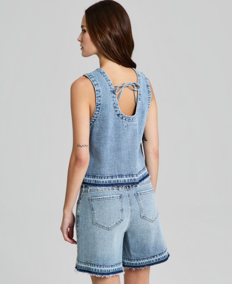 Women's Embroidered Denim Sleeveless Top