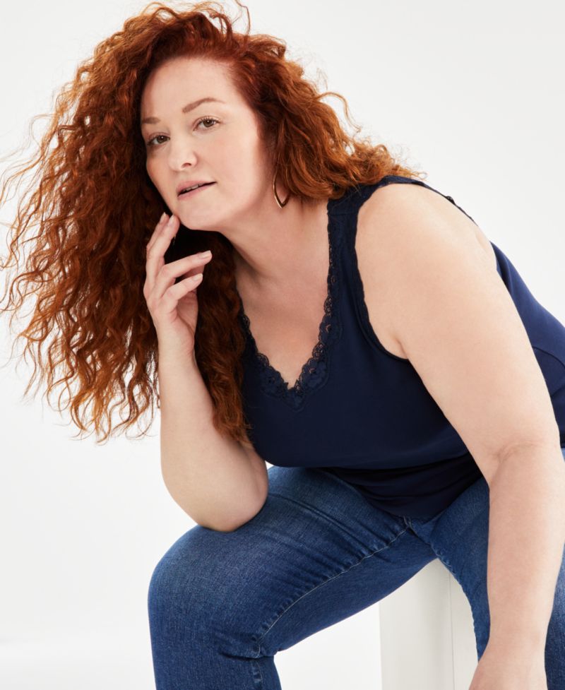 Plus Size Lace-Trim Tank Top