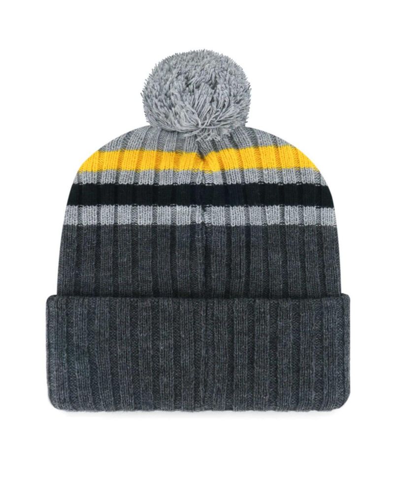 Men's Gray Pittsburgh Pirates Stack Cuffed Knit Hat with Pom