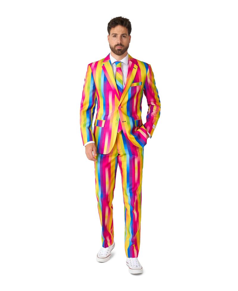 Big & Tall Valentine's Day Suits - Hearts And Rainbow Print Outfits - Love Theme Party Suits - Hearts