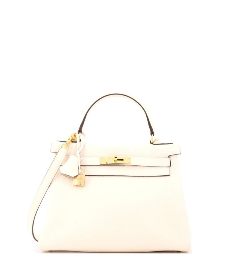 Pre-Owned Hermes Kelly 28 Handbag Light Togo with Gold Hardware