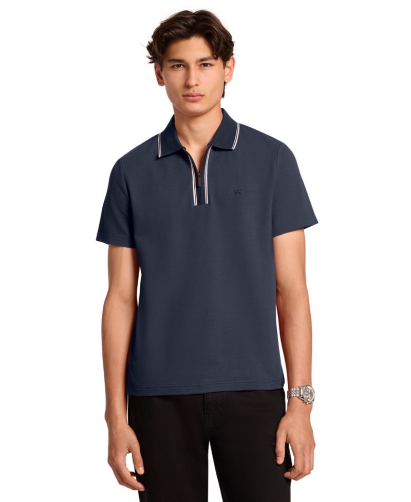 Men's Bubble Knit Tipped Regular-Fit Polo Shirt