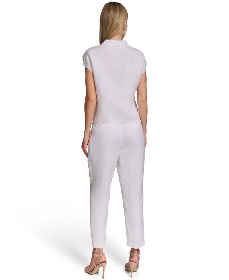 Petite Short-Sleeve Collared Top