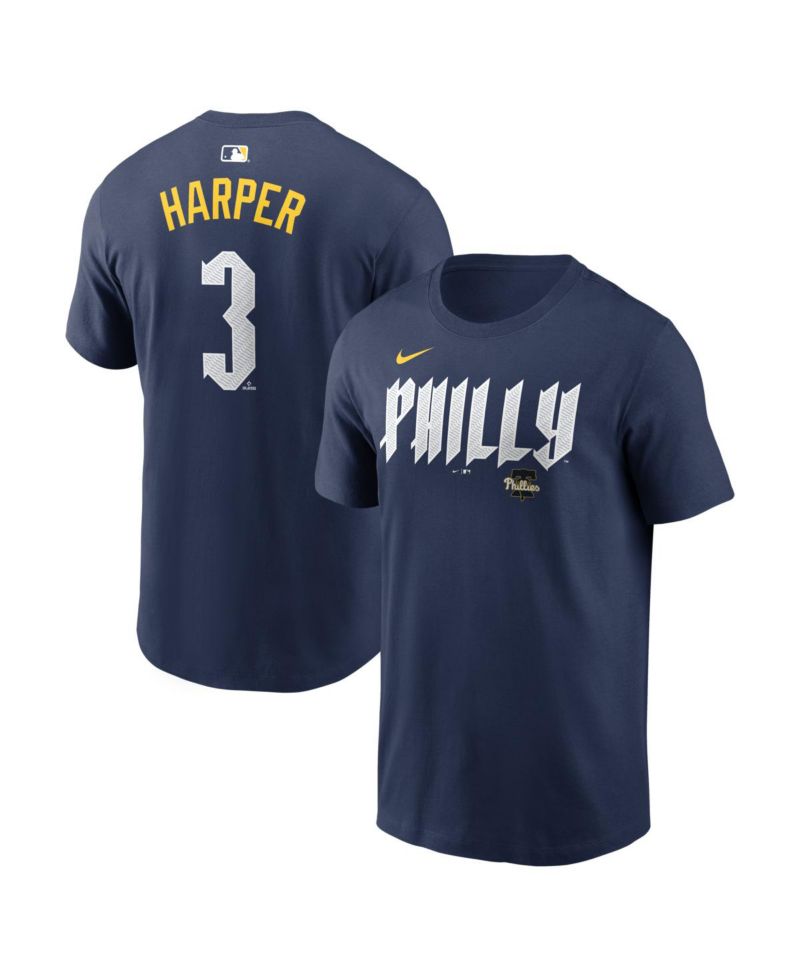 Men's Bryce Harper Navy Philadelphia Phillies City Connect Name & Number T-Shirt