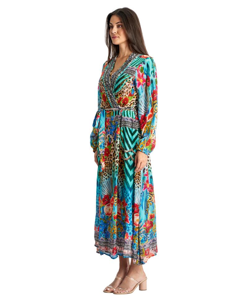 Women's Maxi Belted Cape Dress