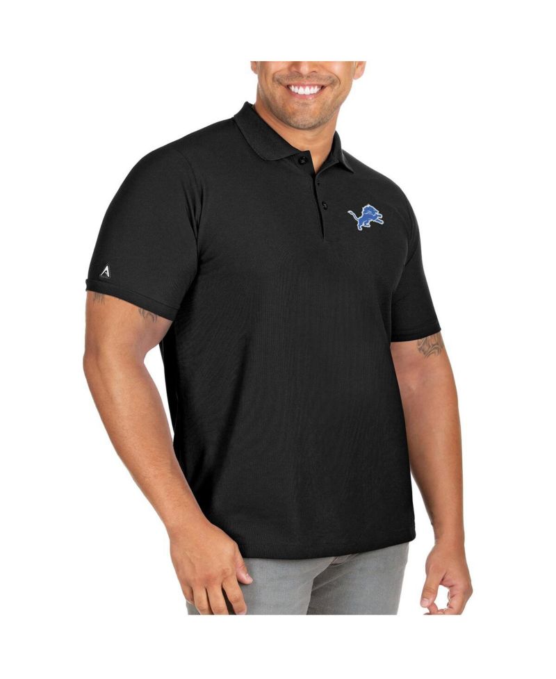 Men's Black Detroit Lions Big & Tall Legacy Pique Polo Shirt