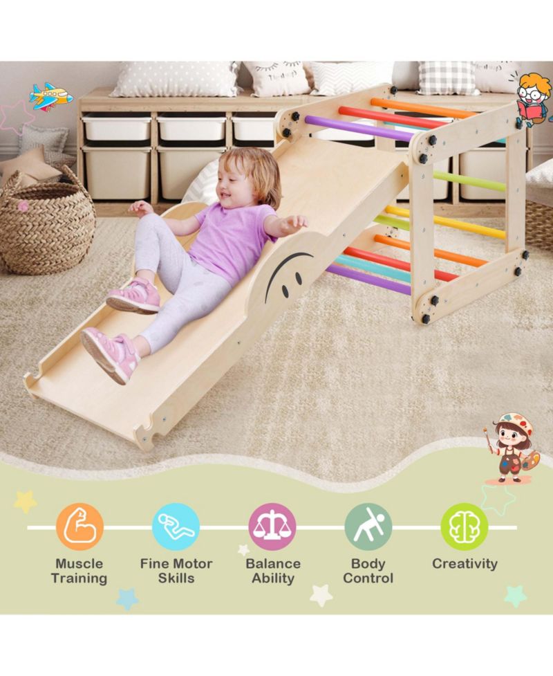 Montessori Wooden Reversible Ramp Climber and Ramp, 2-Piece Set