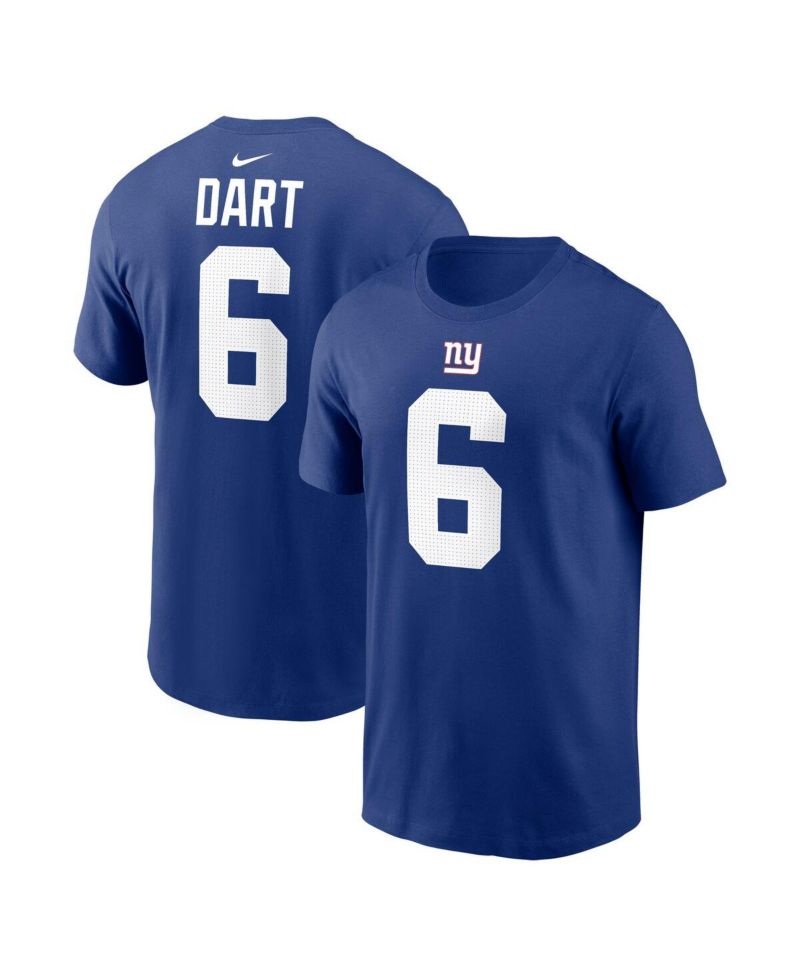Men's Jaxson Dart Royal New York Giants Name & Number T-Shirt
