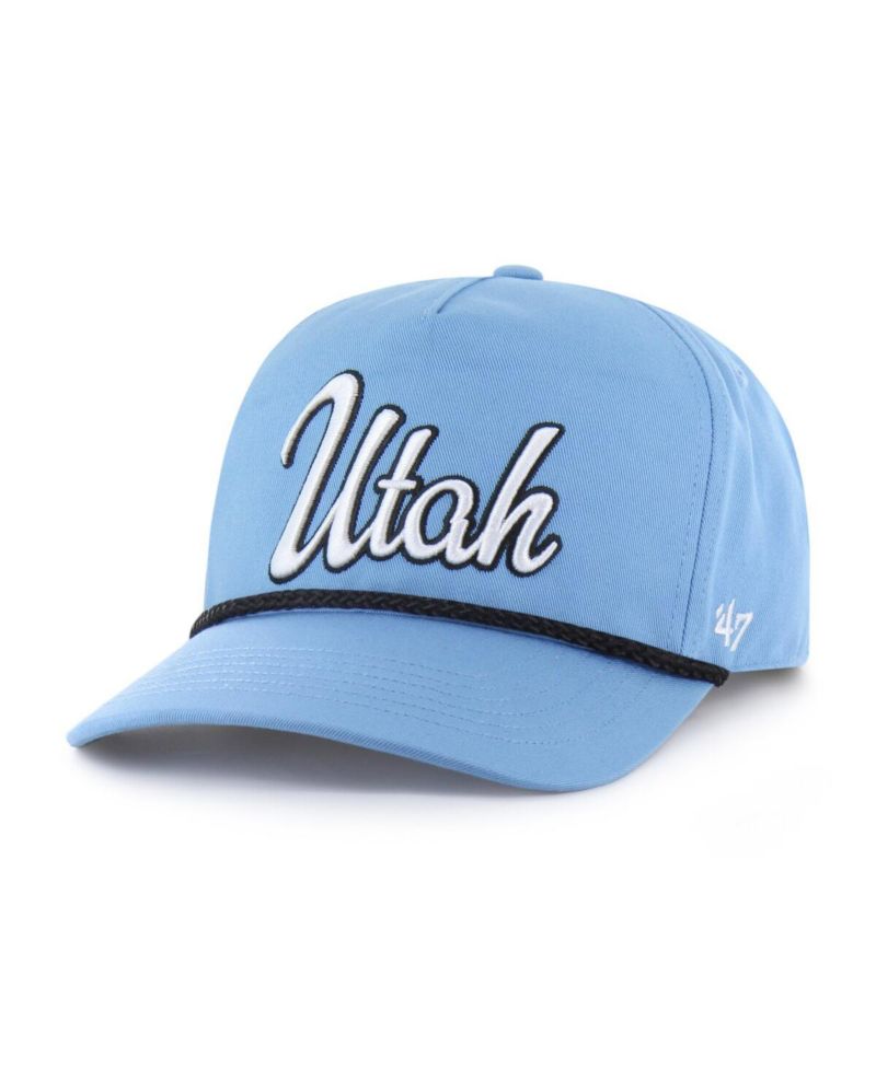 Men's Light Blue Utah Mammoth Overhand Logo Side Patch Adjustable Hitch Hat