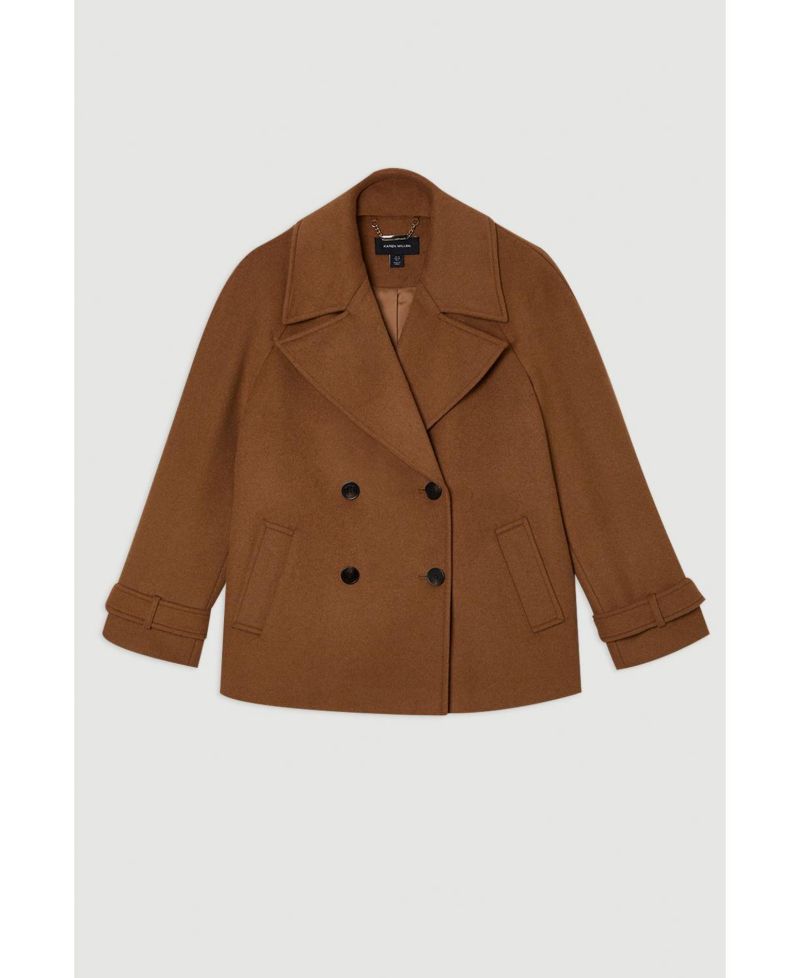 Women's Brushed Wool Double Breasted Short Coat