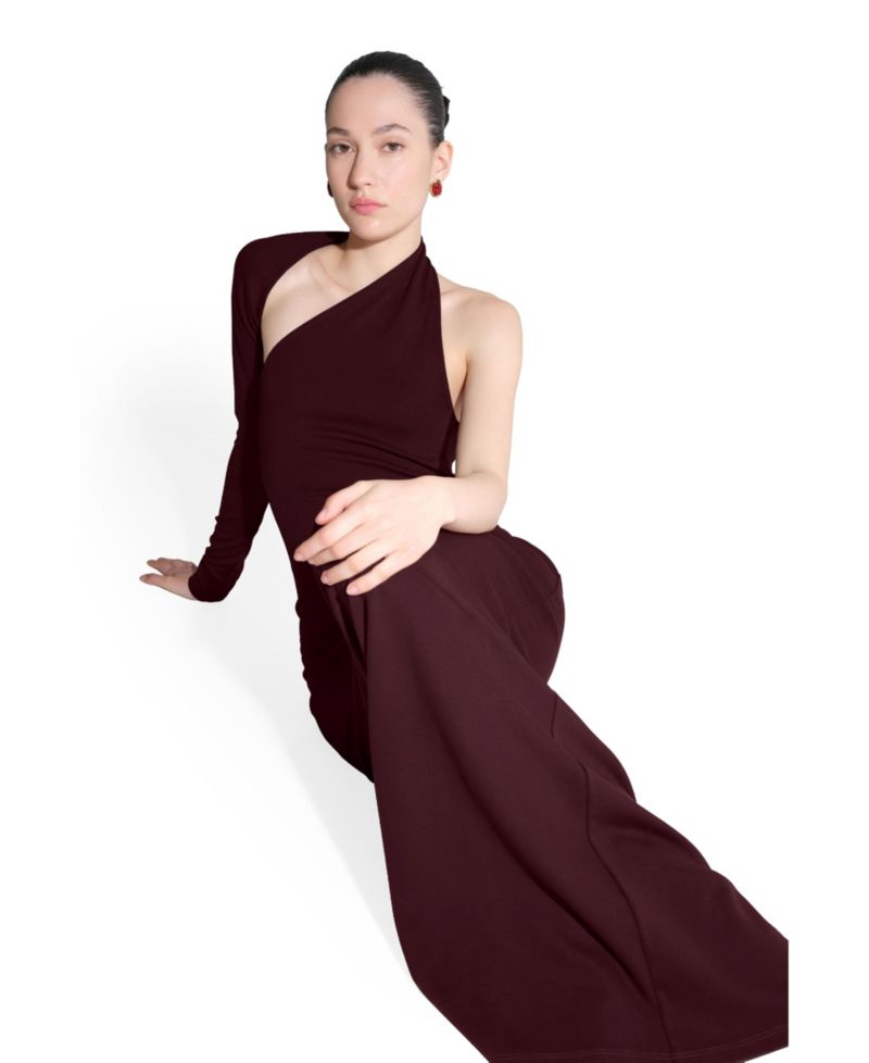 Women's Manhattan One-Shoulder Long-Sleeve Mermaid Evening Gown