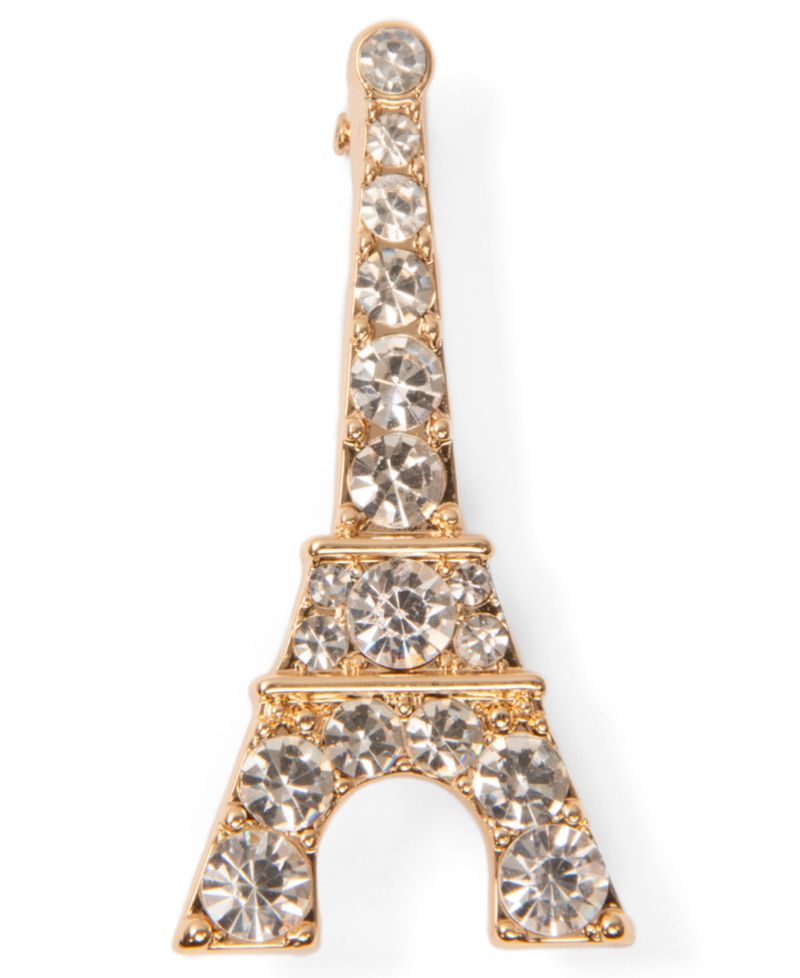 Crystal Gold-Tone Eiffel Tower Pin