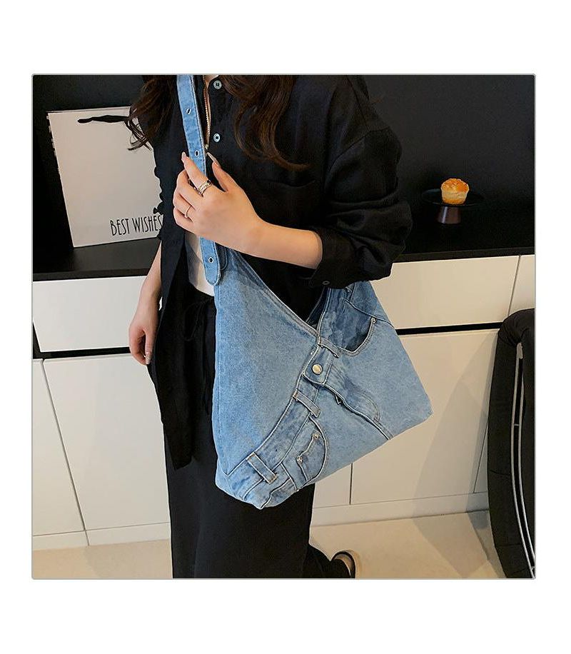 Women's Juno Hobo Bag Slouchy Shoulder Bag Washed Jean Patchwork Tote Casual Everyday Crossbody Soft Handbag