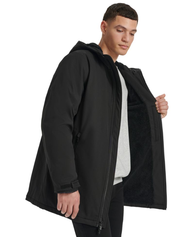Men's Performance Hooded, Faux Sherpa-Lined Peacoat Jacket
