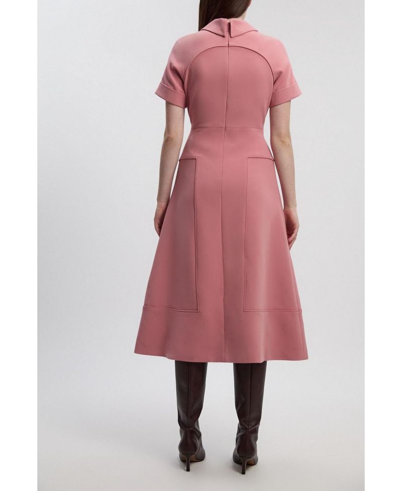 Women's Stretch Tab Detail Full Midi Dress