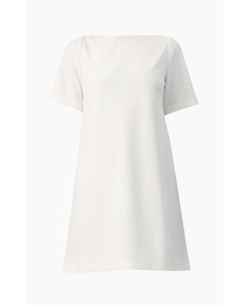 Women's Clean Boat-Neck Short-Sleeve Shift Mini Dress